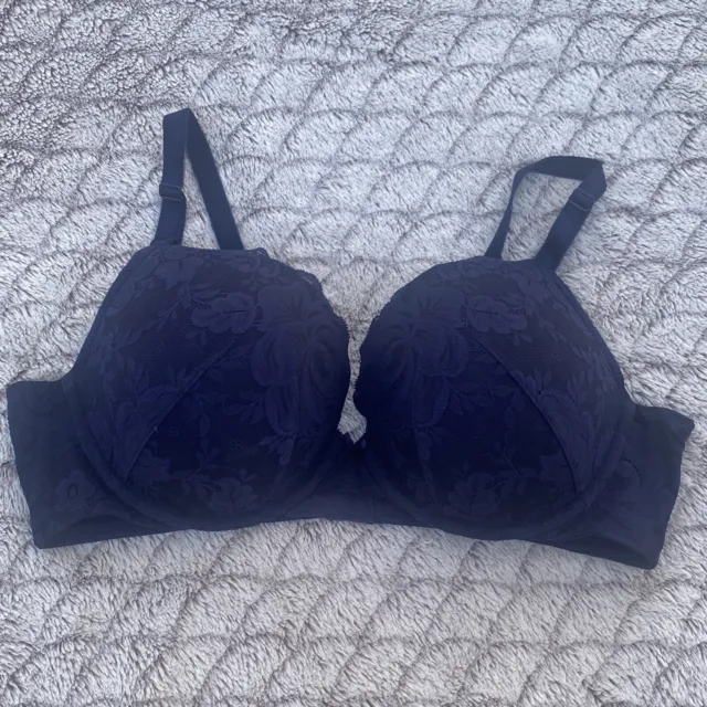 Torrid Curve Lace Wire Push-Up Plunge Bra Size 42D Navy Blue