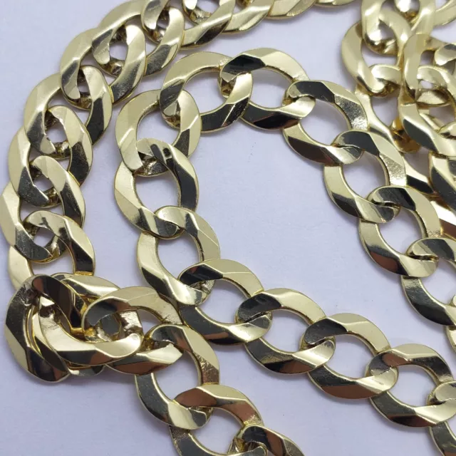 10K Yellow Gold Solid Cuban Link Chain Curb Necklace Bracelet 5mm-10mm, 7"~30"