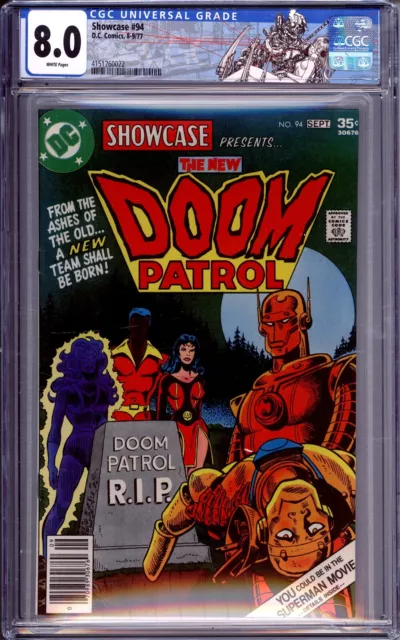 Cgc D.c Showcase # 94 Vf 8.0 1977 White Pages 1St Doom Patrol