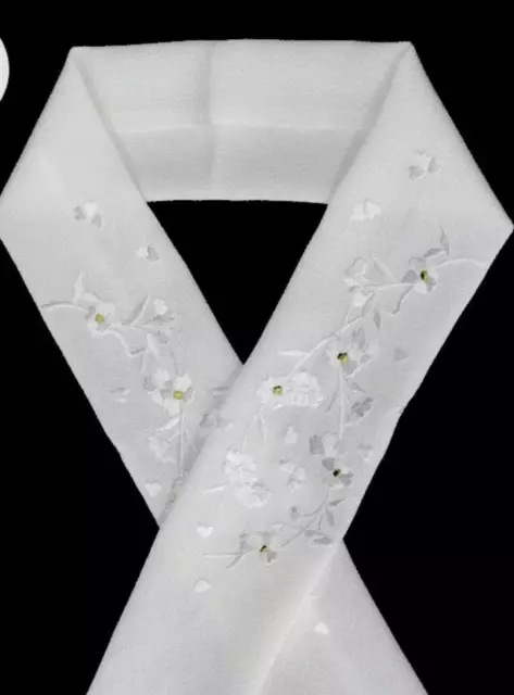 Japanese Woman's Kimono Embroidery HAN ERI collar 2 White Flower