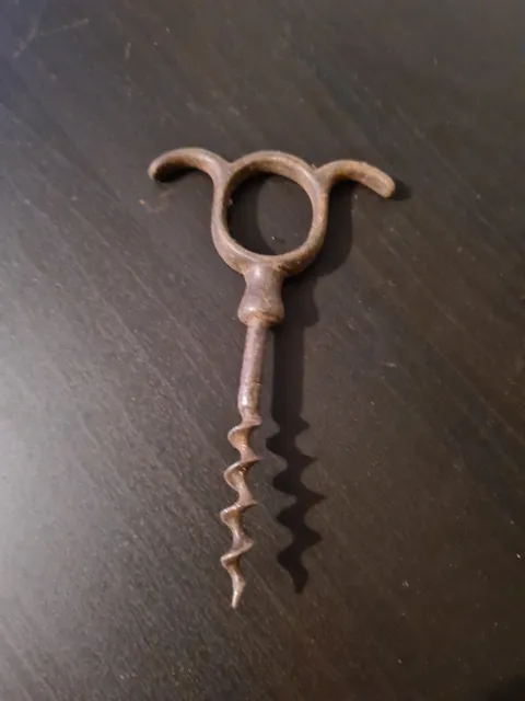 Antique 3 Three Finger Direct Pull Cast Iron Corkscrew c. 1900