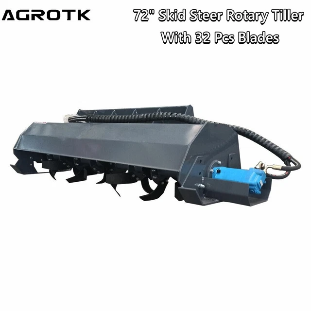 Agrotk 72" Hydraulic Skid Steer Rotary Toller with 32 pcs Blades