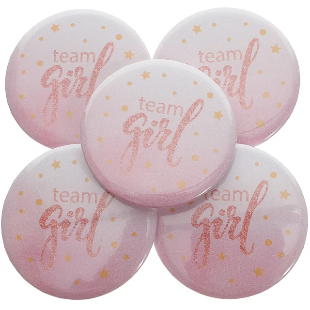 50 pz Distintivi Baby Shower Distintivo Placca di Stagno Decorazioni Genere Chic Rivelazione Distintivi