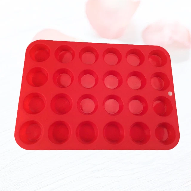 24 sartenes de silicona moldes de galletas moldes redondos de silicona para pasteleros rojo