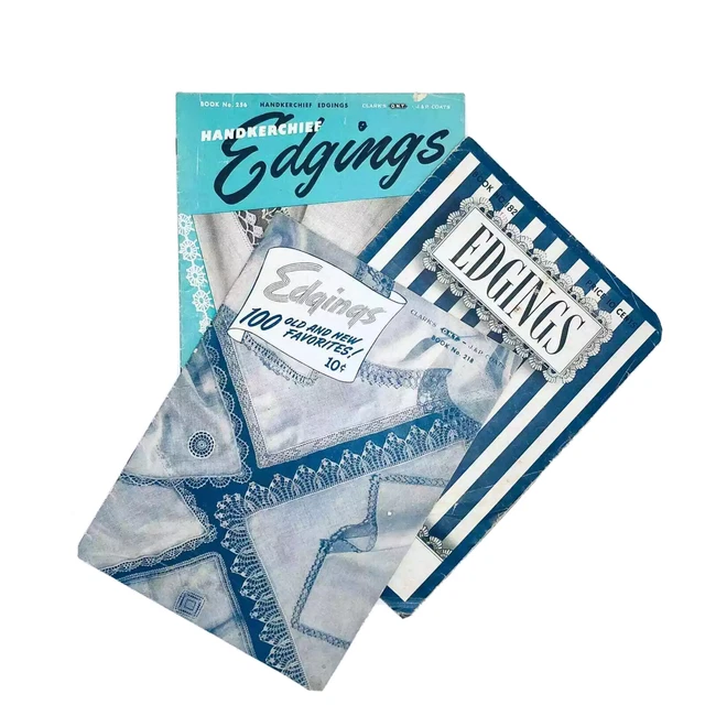 Juego de 3 libros de ganchillo vintage para tatuar ropa de cama vintage coser agujas