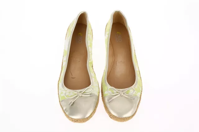 E360 EASY SPIRIT GIZANA green / silver leather cap toe espadrilles sz. 8 W $80 3