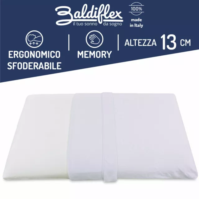 Cuscino In Memory Foam Saponetta H 13, Tessuto Anallergico Antiacaro Ortopedico