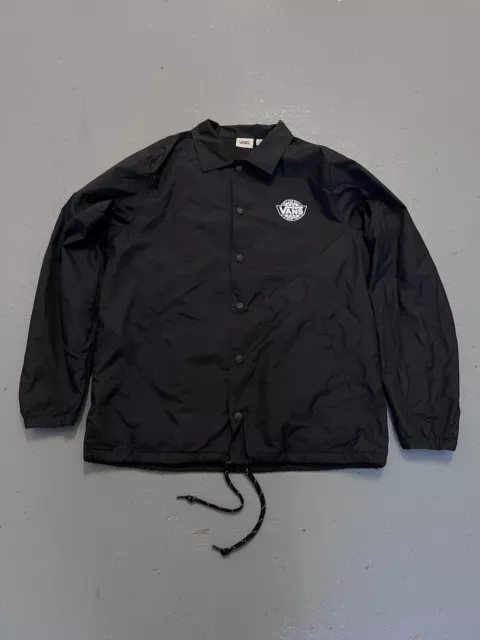 VANS TORREY BLACK SNAP BUTTON JACKET Coat Coach Skate Skateboard Medium