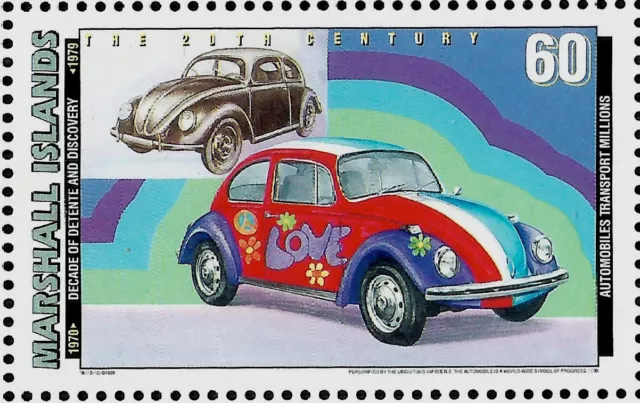 Volkswagen Beetle VW Auto Briefmarke Marshallinseln Postfrisch
