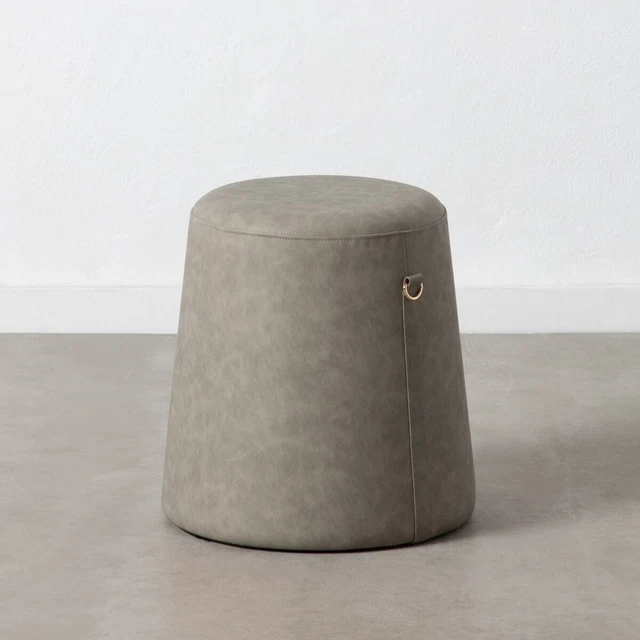 Puff Grigio Ecopelle 41x41x42 cm DMF