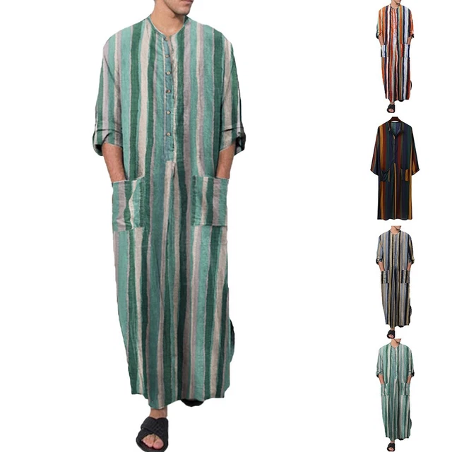Abito lungo da uomo abito traspirante comodo cotone moda manica lunga