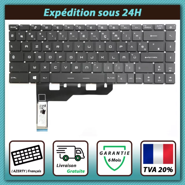 CLAVIER FRANÇAIS AZERTY MSI GE66 Raider 10UE 10UG 10UH RGB Rétro-éclairé