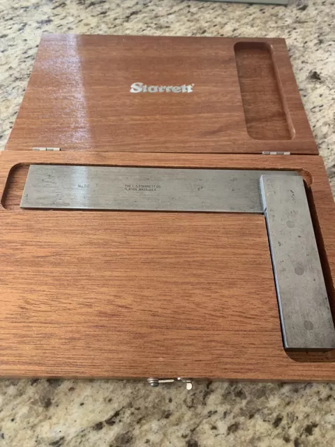 The LS Starrett Co 6 “ Steel Master  Precision Square 20 w/ Wood Box Made in USA