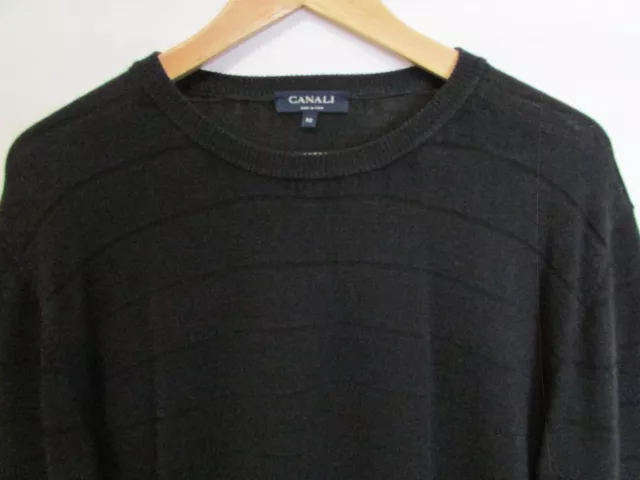 Canali Mens Black Striped Knit Crewneck Sweater sz 52 ( L )