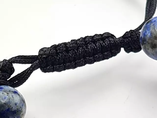 Lapis Lazuli Kugel Edelstein Knoten Armband zweireihig Blau größenverstellbar 3