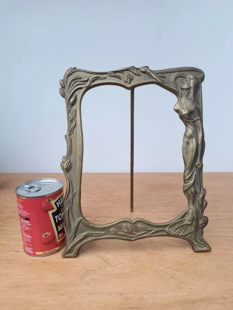 Large 32cm Vintage Art Deco NOUVEAU Brass Lady Photo Picture Mirror Frame