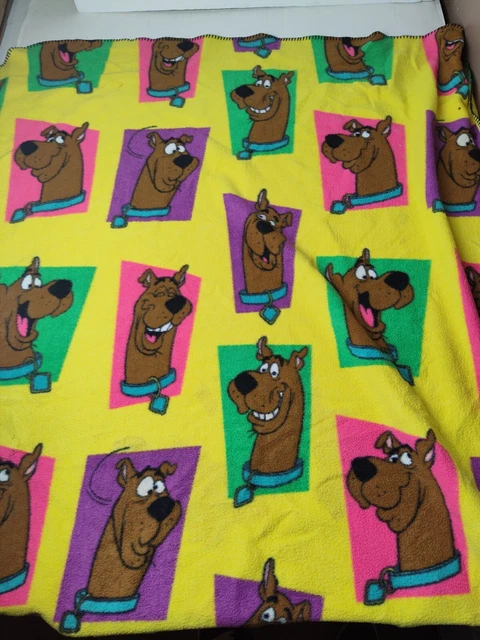 Rare VTG 1999 Color Block Yellow Scooby-Doo Throw Blanket Cartoon Network 58x42
