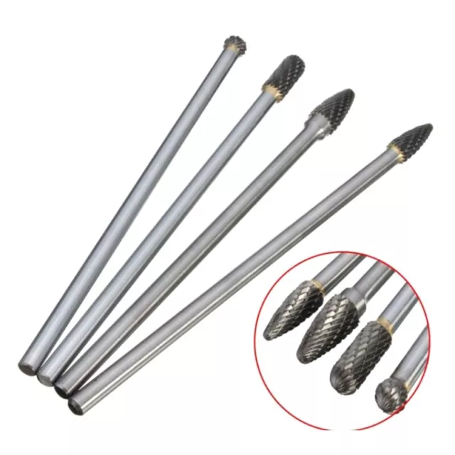 4pc/lot Rotary Burr 1/4 Inch 6mm Shank 150mm Long Carbide Cutter Engraving 2