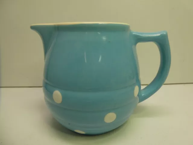 Diana  Pottery Art Deco Australian Ceramic Vase Jug Blue White Spots