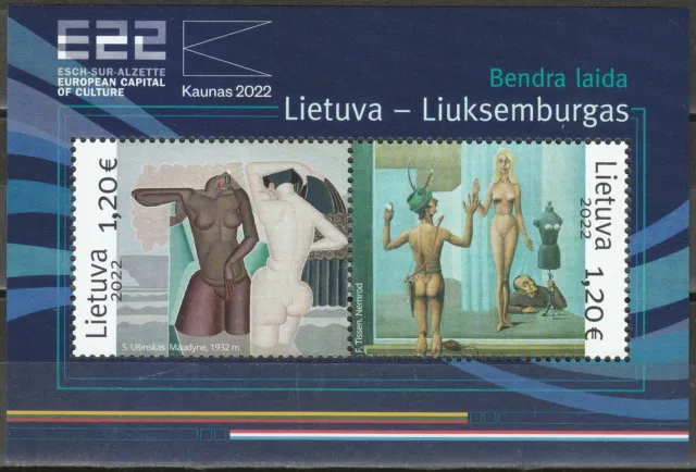 Lithuania Luxembourg 2022 MNH Erotic Art Kaunas, European Capital of Culture **