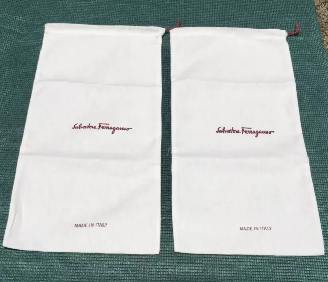 SALVATORE FERRAGAMO Drawstring Dust Bag Shoe Bags 17" X 8"  Set Of 2