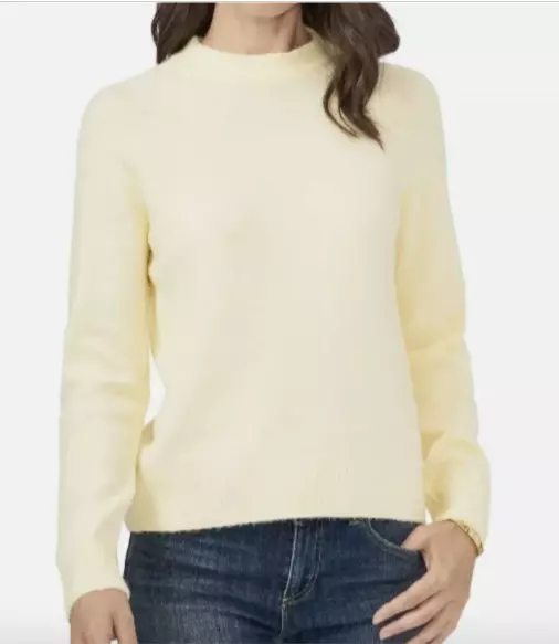 Vince Camuto Womens L Buttercream Yellow Mock Neck Sweater  $69 Value