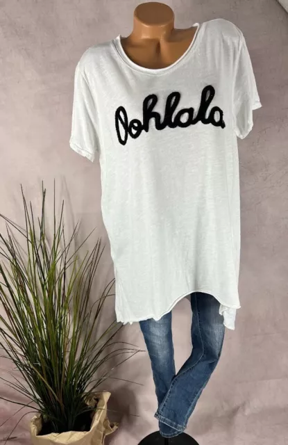 Alinie Long Top TSHIRT Vokuhila Vintage OOHLALA Italy WEIß 38 40 42