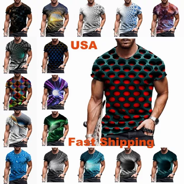 Men's T Shirt 3D Novelty Graphic Print Fashion Casual Wicking Short Sleeve Silky