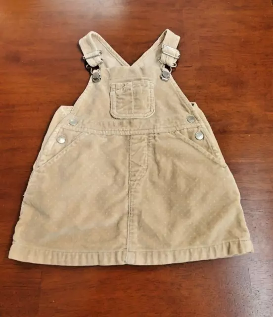 Baby Girl Overall Skirt, Old Navy, Beige, Polka Dot, Velour, 12-18 Mos