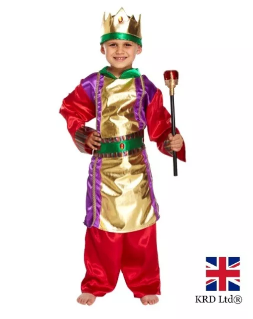 Boys KING COSTUME Wise Man Fancy Dress Kids Child Nativity Play Book Week Outfit