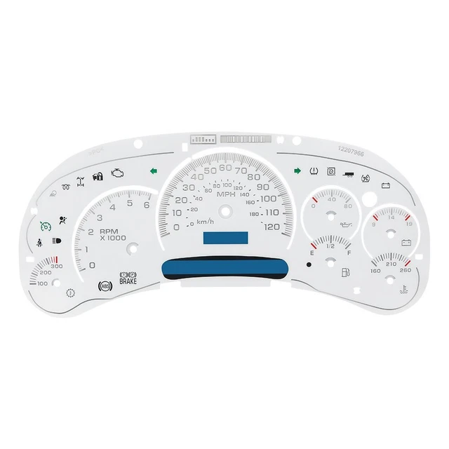 WHITE GAUGE FACE Overlay LED Version Trans Temp for GM Silverado Sierra