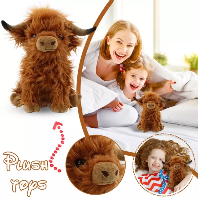 Highland Cow Toys Plush Dolls Soft Teddies Scottish Kids Toddler Cute Scotland