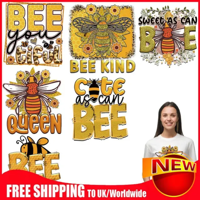 6 Sheet Heat Transfer Vinyl Patch Stickers for T-Shirt Backpacks (G Bee)