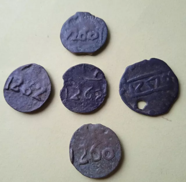 ISLAMIC / ARABIC / MAROC /MOROCCO   Rare Lot de 5 monnaies en Bronze. 19 ème