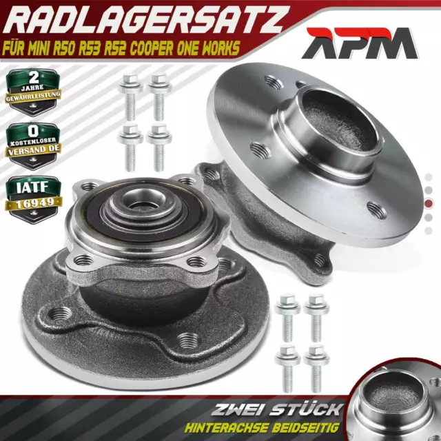 2x Radnabe Radlagersatz Hinten mit ABS für MINI R50 R53 R52 Cooper One Work