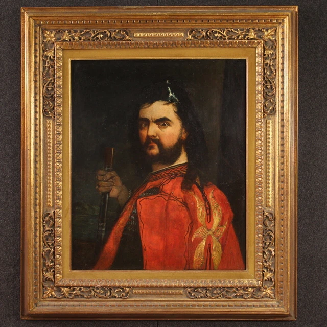 Antiguo retrato firmado firmado fechado 1859 pintura oleo sobre lienzo cuadro