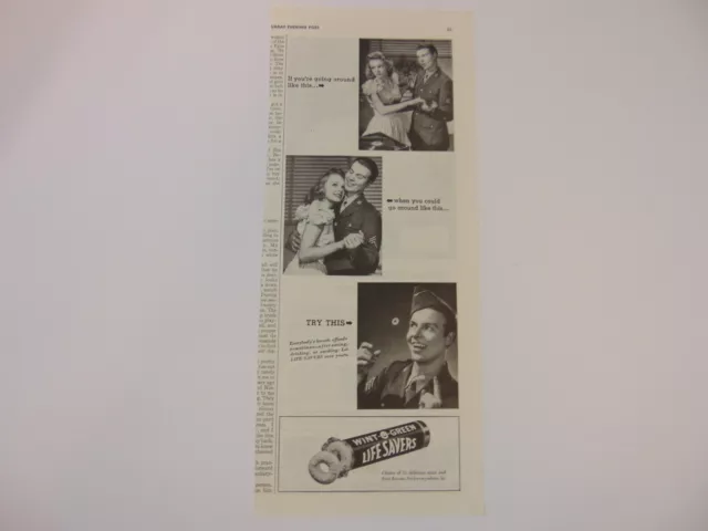 1942 LIFE SAVERS For Bad Breath vintage art print ad