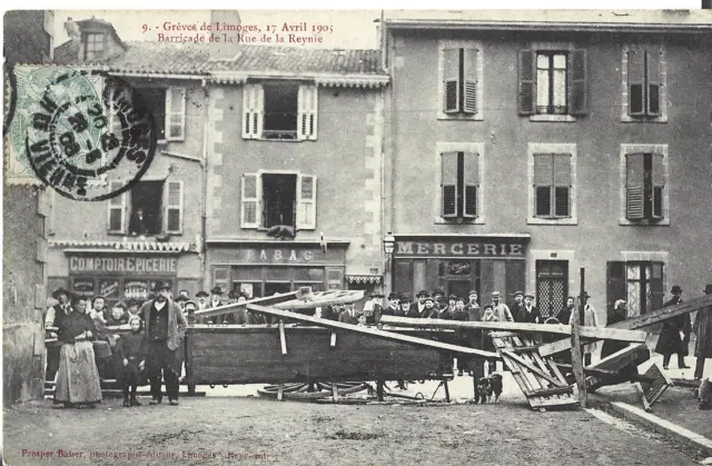 CPA Limoges - 87 - Grêve 17 avril 1905 - Barricade rue de la Reynie - rare