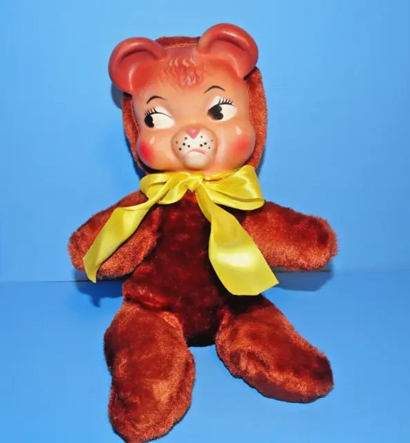Vintage Rubber Face Crying Teddy Bear Rushton or Knickerbocker