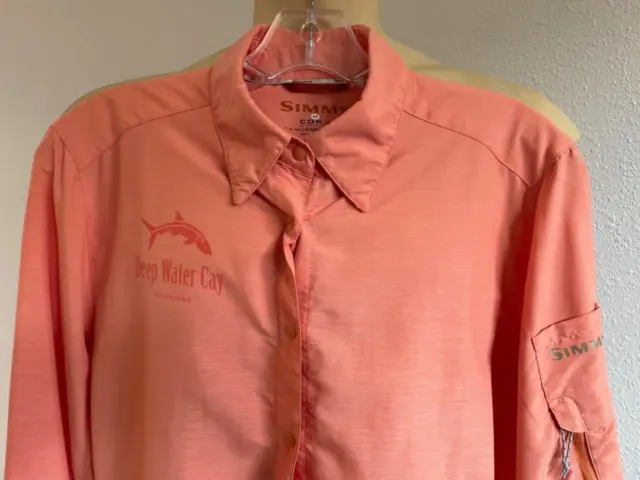 SIMMS Women's Orange Long Sleeve COR3 Button Down Shirt Medium Deep River Cay