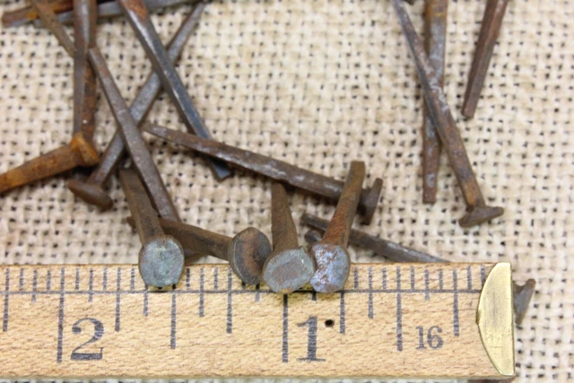 1 1/4” OLD Square head NAILS 50 REAL 1850’s vintage rustic patina 3/16” BRADS 4