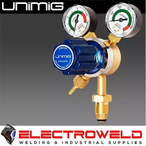 UNIMIG Twin Gauge Argon Gas Regulator CO2 Welding Pressure Flow Meter ARGONREG