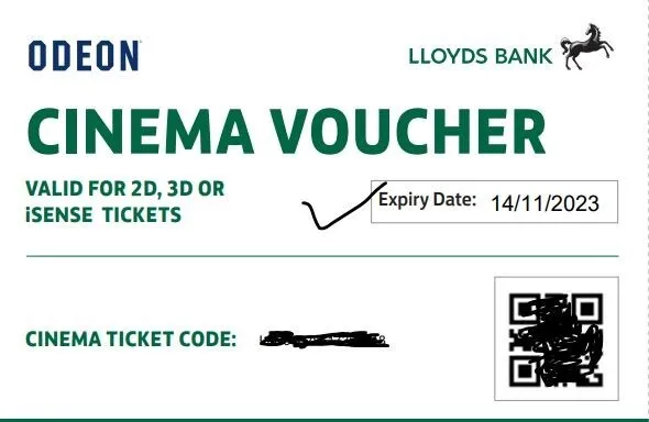 1,2,4,6 Odeon Cinema Tickets Luxe - Valid for 2D, 3D, iSense, Exp 14/11/2023