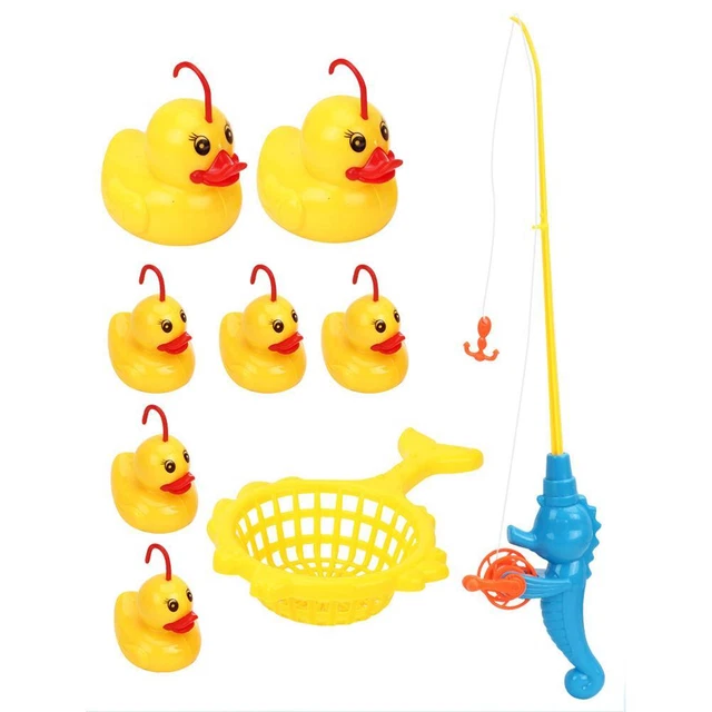 9 Pcs/Set Induction Duck Fishing Game Bath Toy Pond Pool Toy Kid Educati