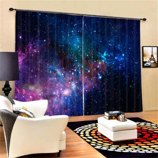 Galaxy Star sky 3D Blockout Photo Mural Printing Curtains Draps Fabric Window