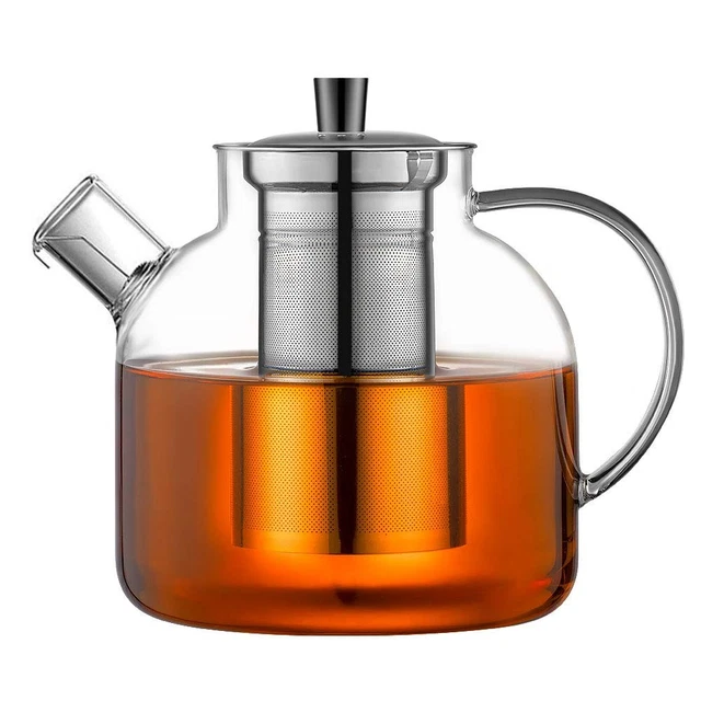 EHUGOS GLASS TEAPOT 1500ml Stovetop Safe Tea Kettle Infuser RRP 23 21 ehugos-glass-teapot-1500ml-stovetop-safe-tea-kettle-infuser-rrp-23-21