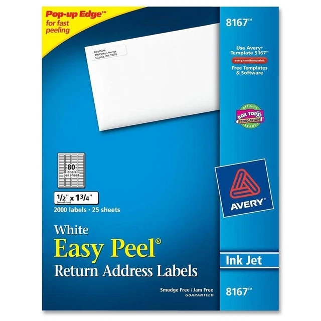 5 Lot AVERY 8167 EASY PEEL RETURN ADDRESS LABELS SURE FEED TECHNOLOGY 2000ct Ea 5 Lot AVERY 8167 EASY PEEL RETURN ADDRESS LABELS SURE FEED TECHNOLOGY 2000ct Ea