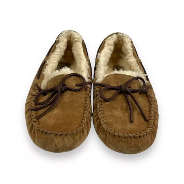 UGG DAKOTA WOMENS Slippers Moccasins Light Brown Leather Suede ...