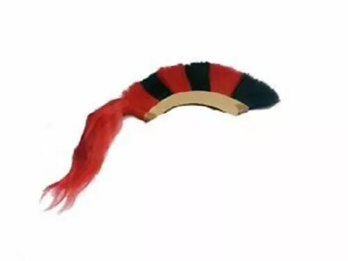 BLACK RED PLUME CREST BRUSH Natural Horse Hair For GREEK CORINTHIAN SS Xzd