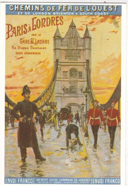 Tower Bridge Paris-London French Railway Advertising Postcard unused VGC